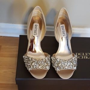 Nude satin. Badgley Mischka hardy embellished